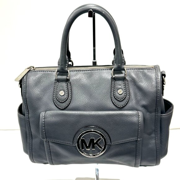 Michael Kors Margo Slate Grey Satchel Detachable Crossbody Strap EUC - Picture 1 of 13
